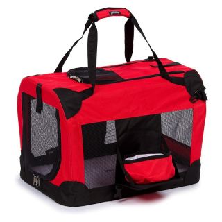 Pet Life Deluxe 360 Collapsible Pet Crate with Removable Bowl   Red Multicolor  