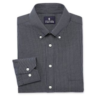 Stafford Signature Pinpoint Oxford Fitted Shirt, Bold Navy Dogbone, Mens