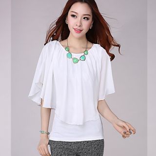 E Shop 2014 Maxi Bat Sleeve Chiffon Shirt (White)