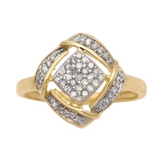 CT. T.W. Diamond 10K Yellow Gold Cluster Ring, Womens