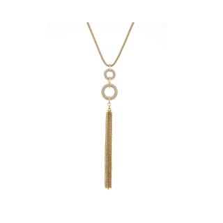 Natasha Crystal Pavé Yellow Tassel Necklace, Womens