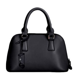 Global Freeman Womens Fashion Free Man Simple Solid Color Leather Shell Bag(Black)