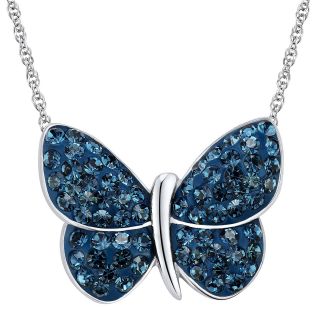 Sterling Silver Montana Blue Crystal Butterfly Pendant, Womens