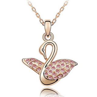Xiaoguo Womens Eleagnt Swan Princess Crystal Necklace(Screen Color)