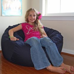 Ahh Products Navy Blue Organic Cotton Washable Bean Bag Chair (Navy Blue Materials Organic cotton cover, polyester liner, polystyrene fillingWeight 9 poundsDiameter 36 inchesFill Reground polystyrene (styrofoam) piecesClosure ZipperRemovable and wash