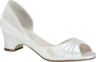 Girls Touch Ups Wendy   White Satin Low Heel Shoes