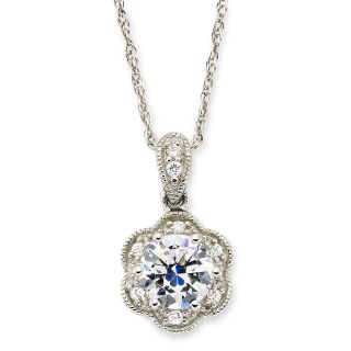 DiamonArt Cubic Zirconia Floral Drop Pendant, Womens