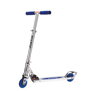 Razor A2 Blue Scooter (BlueDimensions 24.75 inches long x 4 inches wide x 8 inches highWeight 6.24 poundsWeight capacity 143 poundsRecommended ages 5 years and upAircraft grade aluminum t tube and deckUrethane wheelsAdjustable handlebarsEasy to fold a