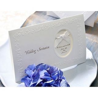 Elegant Embossed Wedding Invitation With Oval Cutout/Bow (Set of 50)