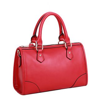 Global Freeman Womens Fashion Free Man Simple Solid Color Two Uses Leather Bag(Red)