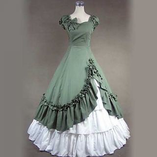 Short Sleeve Floor length Green Cotton Gohitc Lolita Dress