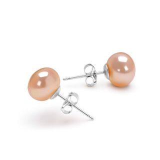 LuckyPearl Womens 6 7mm Natural Pearl Silver Stud Earrings EA0036P027260