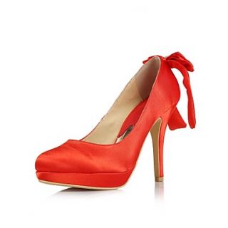 Satin Womens Wedding Stiletto Heel Pumps Heels with Bowknot(More Colors)
