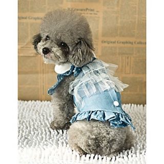 Petary Pets Cute Pan Collar Mesh Cowboy Cotton Mesh Dress For Dog