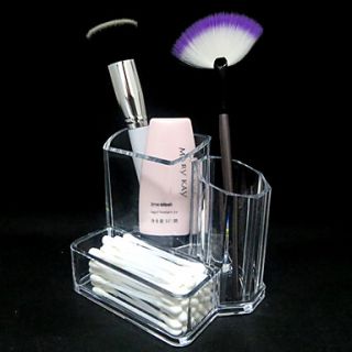 Acrylic Transparent 2in1 Cosmetics Storage Stand Makeup Brush PotSwab Box Cosmetic Organizer