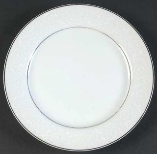 Mikasa White Designs Salad Plate, Fine China Dinnerware   White Floral On Rim,Pl