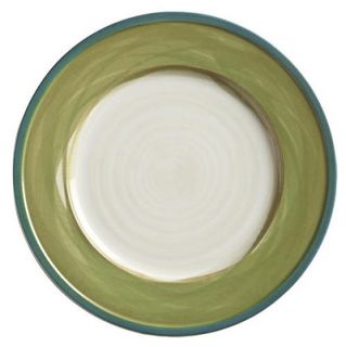World Tableware 9 Round Plate   Ceramic, Green, Blue Rim