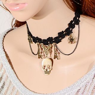 OMUTO Palace Gothic Lace Human Skeleton Necklace (Black)
