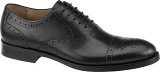 Mens Johnston & Murphy Tyndall Cap Toe   Black Italian Calfskin Lace Up Shoes