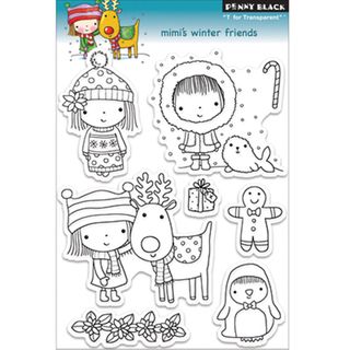 Penny Black Mimis Winter Friends Clear Stamps (Clear/blackModel Materials AcrylicDimensions 5 inches high x 7.5 inches wide sheet )