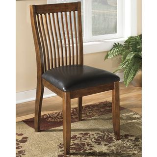 Signature Design By Ashley Stuman Medium Brown And Leatherette Dining Side Chair (set Of 2)