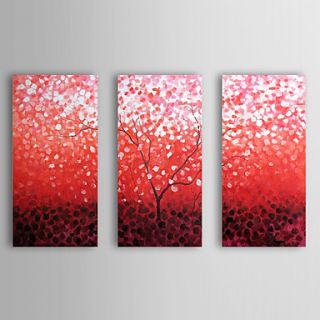 Hand Painted Oil Painting Floral Falling Sakura with Stretched Frame Set of 3 1311 FL1130