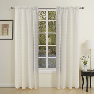 (One Pair) Modern White Plaid Sheer Curtain