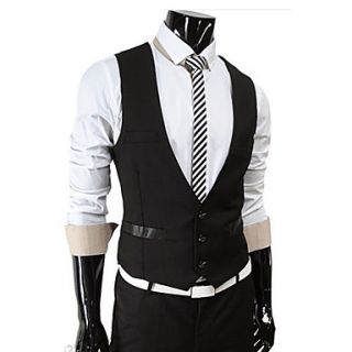 Aowofs Foreign Trade HOT 2016 Mens Pure Color Business Waistcoat(Black)