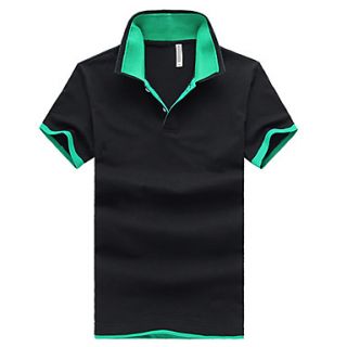 LangXin Mens Slim Lapel Solid Color Short Sleeve T Shirt(Black,White,Gray)