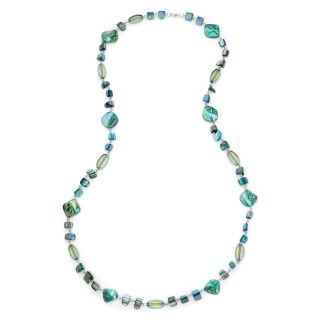 MIXIT Silver Tone Aqua Shell and Bead Rosary Necklace, Blue