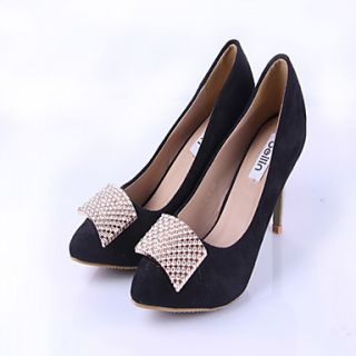 Womens European Pearl Decoration Solid Color High Heels(Black)