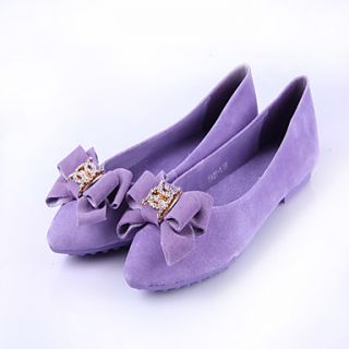 Womens Simple Bow Decoration Solid Color Cozy Flat Shoes(Purple)