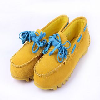 Womens Lovely Bow Simple Solid Color Flat Shoes(Yellow)