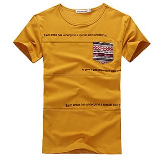 Mens Patch Pocket Letter Printing T Shirt