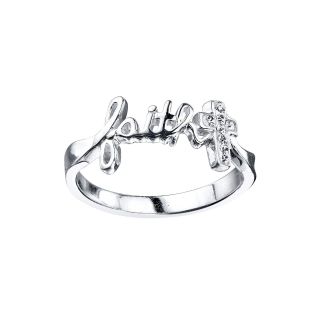 Bridge Jewelry Sterling Silver Faith Crystal Ring