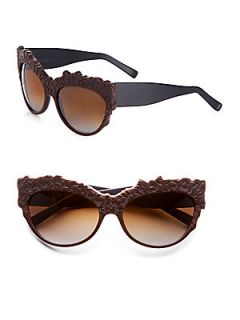 Marni Textured Round Cats Eye Sunglasses   Brown