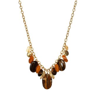 ROX by Alexa Tiger s Eye & Yellow Jade Frontal Charm Necklace, Womens