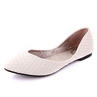Womens Simple Weave Flat Shoes(White)