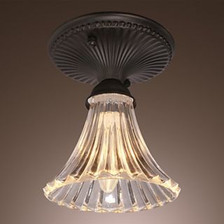 40W Minimalist Ceiling Light with Glass Floral Down Shade