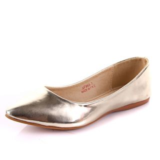 Womens Fashion Solid Color Flat Shoes(Gold)