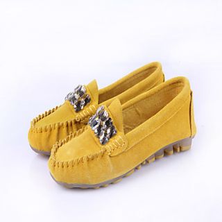Womens Simple Metal Decoration Solid Color Flat Shoes(Yellow)