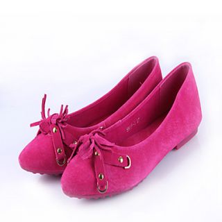 Womens Bow Decoration Solid Color Cozy Flat Shoes(Fuchsia)