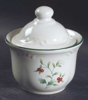 Pfaltzgraff Winterberry Sugar Bowl & Lid, Fine China Dinnerware   Stoneware,Gree