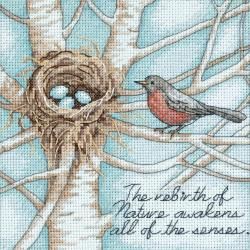 Gold Collection Petite Robins Nest Counted Cross Stitch Kit 6x6