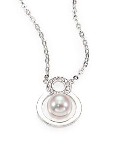 Majorica 10MM White Pearl & Sterling Silver Pendant Necklace   Silver Pearl Whit