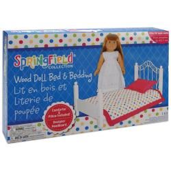 Fibre Craft Springfield White And Pink Doll Bed (WhiteMaterials Wood, fabricDimensions 20 inches long x 10.5 inches wide x 11 inches highDolls not includedImportedWARNING Choking Hazard   Small Parts. Not for children under 3 years.Assembly Required )