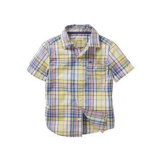 Carters Short Sleeve Yellow Plaid Woven Shirt   Boys 5 7, Boys