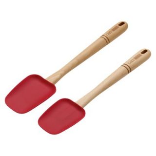 Cake Boss Wooden Tools and Gadgets 2 Piece Silicone Spoonula Set Red