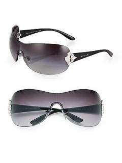 BVLGARI Embellished Shield Sunglasses   Black