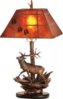 Big Sky Carvers Elk Lamp With Mica Shade